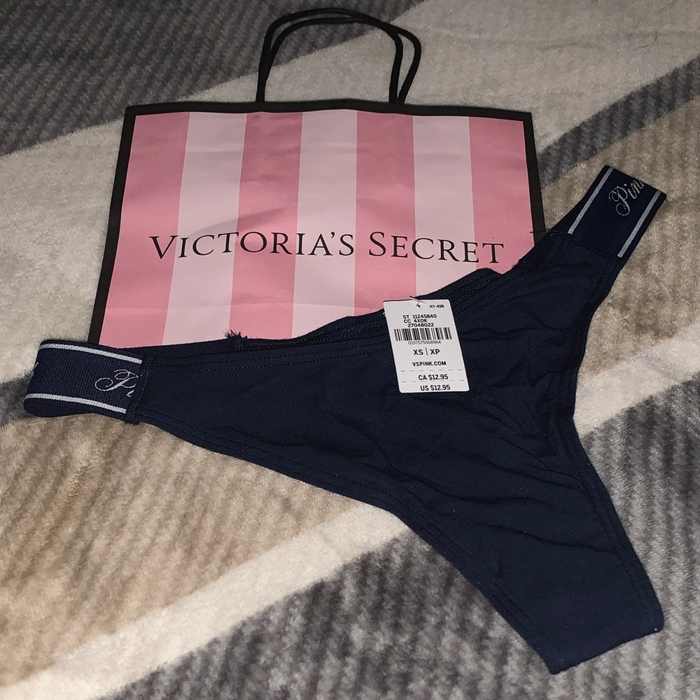 BRAND NEW Victoria's Secret Navy Thong with Tag